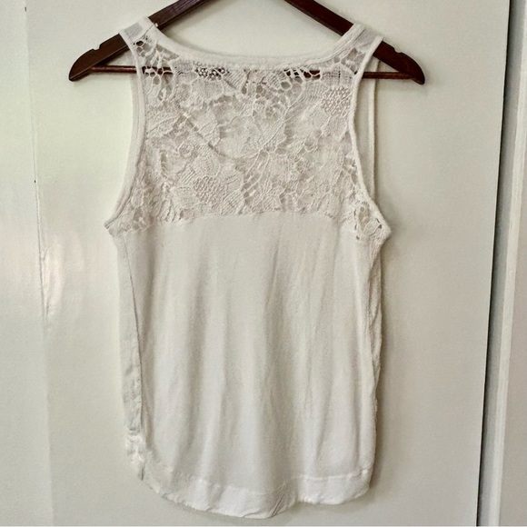Zara| Feminine Ivory White Knit Lace Tank Top w/ Back Lace Panel Sz M - Picture 3 of 5